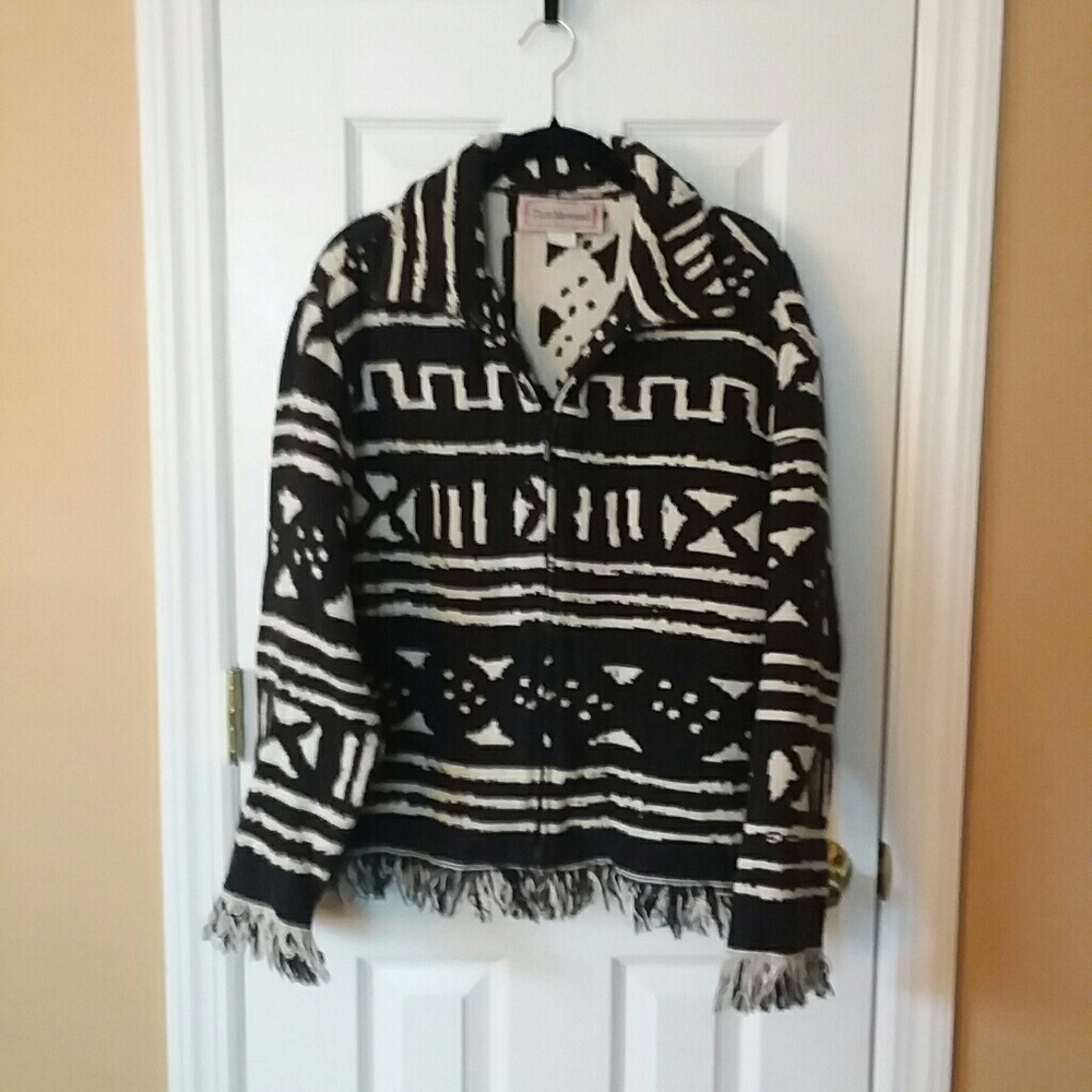 Tumbleweed Black And White Jacket With Fringe